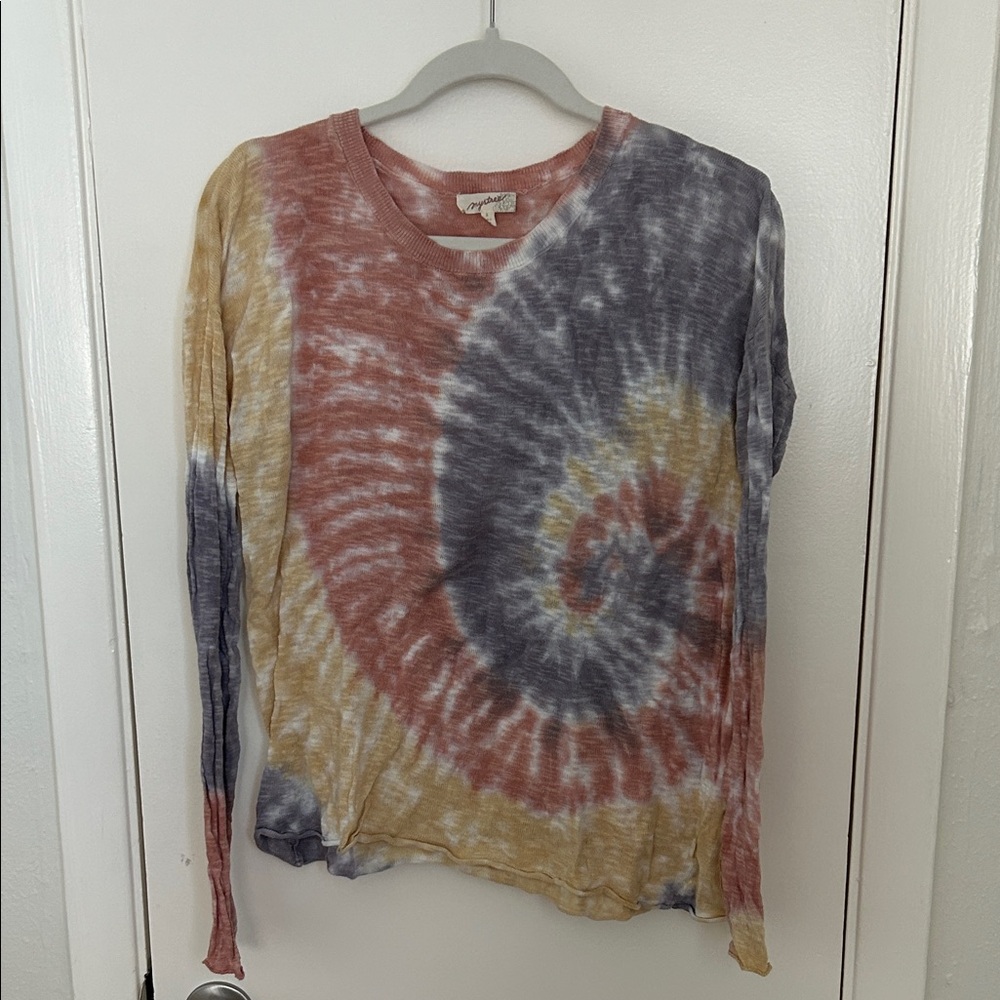 Mystree Spiral Tie-Dye Crew Neck Sweater